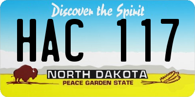 ND license plate HAC117