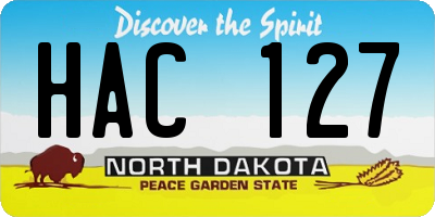ND license plate HAC127