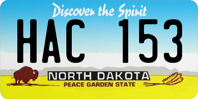ND license plate HAC153
