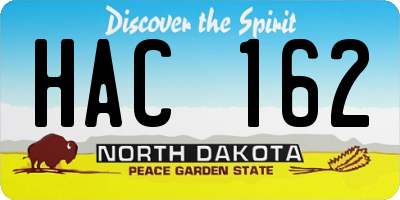 ND license plate HAC162