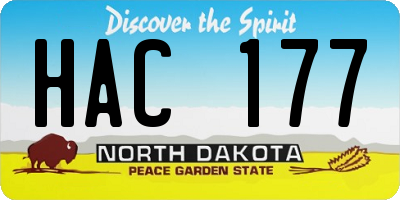 ND license plate HAC177