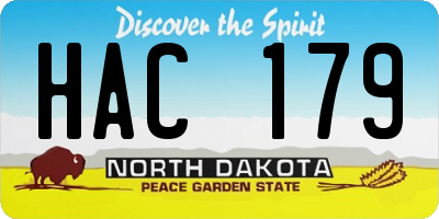 ND license plate HAC179