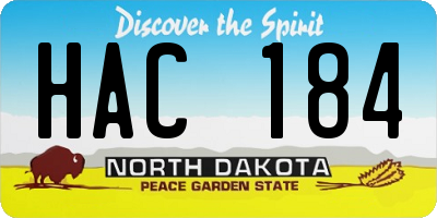 ND license plate HAC184