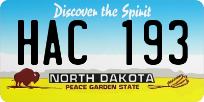 ND license plate HAC193