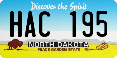 ND license plate HAC195