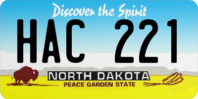 ND license plate HAC221