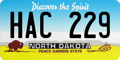 ND license plate HAC229