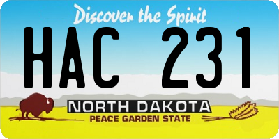 ND license plate HAC231