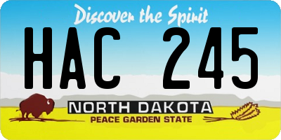 ND license plate HAC245