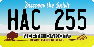 ND license plate HAC255