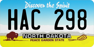 ND license plate HAC298