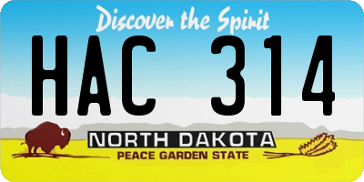 ND license plate HAC314