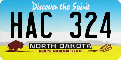 ND license plate HAC324