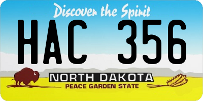 ND license plate HAC356
