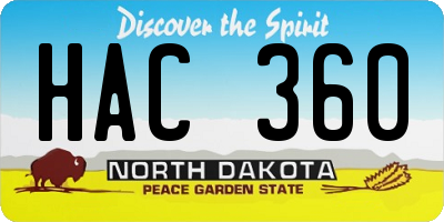 ND license plate HAC360