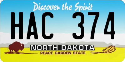 ND license plate HAC374
