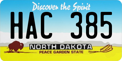 ND license plate HAC385