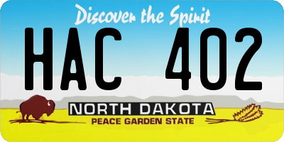 ND license plate HAC402