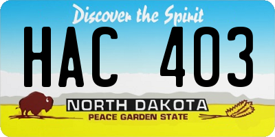 ND license plate HAC403
