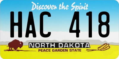 ND license plate HAC418