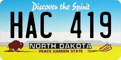 ND license plate HAC419