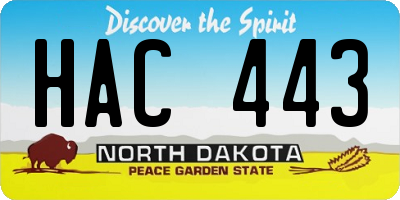 ND license plate HAC443