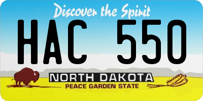 ND license plate HAC550