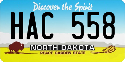 ND license plate HAC558