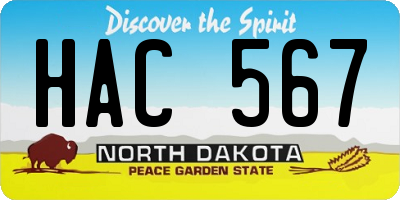 ND license plate HAC567