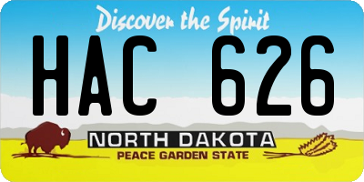 ND license plate HAC626