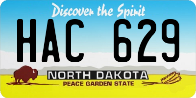 ND license plate HAC629