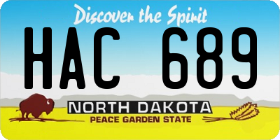 ND license plate HAC689