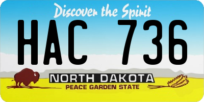ND license plate HAC736