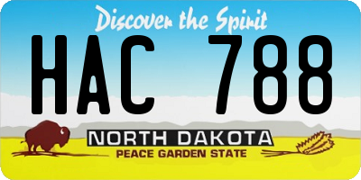 ND license plate HAC788