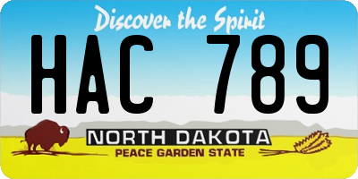 ND license plate HAC789