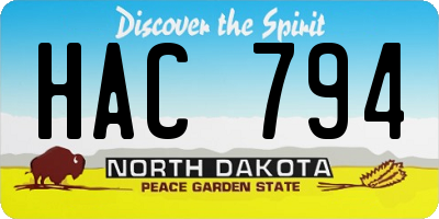 ND license plate HAC794