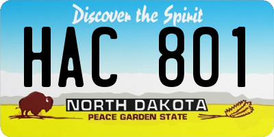 ND license plate HAC801