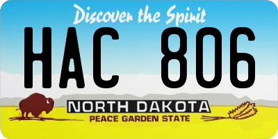 ND license plate HAC806