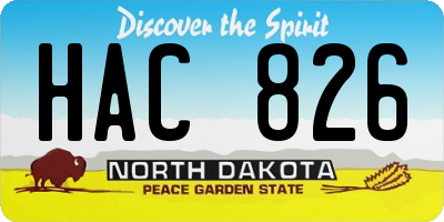 ND license plate HAC826