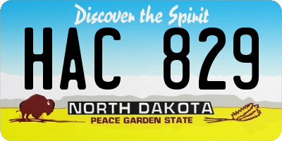 ND license plate HAC829