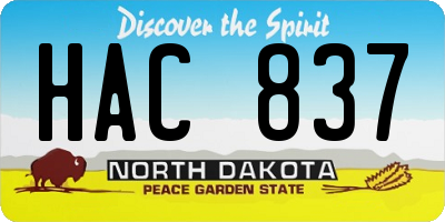 ND license plate HAC837