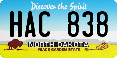 ND license plate HAC838