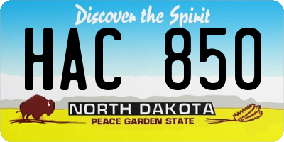 ND license plate HAC850