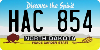 ND license plate HAC854