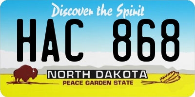 ND license plate HAC868