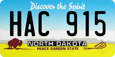 ND license plate HAC915
