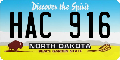ND license plate HAC916