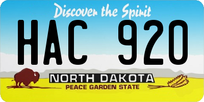 ND license plate HAC920