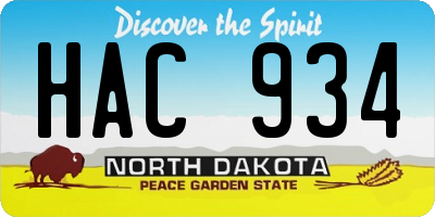 ND license plate HAC934