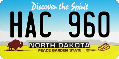 ND license plate HAC960